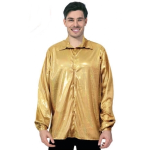70s Costume Gold Disco Shirt - Mens 70s Disco Costumes